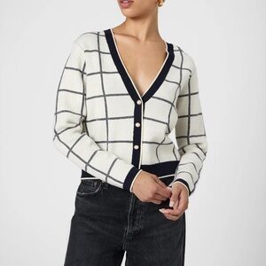 Women's Checkered Cardigan Sweater